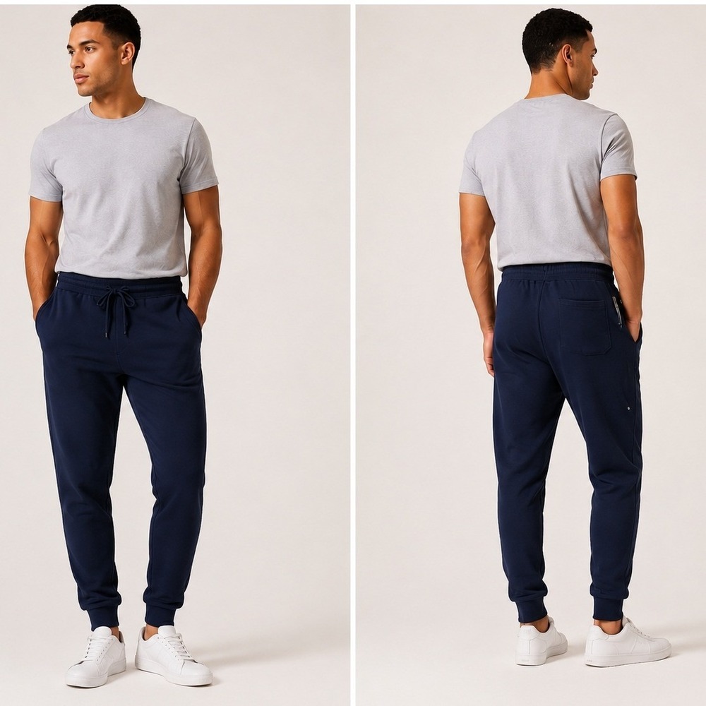 Blue Ice Mens Navy Fleece Jogger Sweatpants JMFP-620NV/S Small NWT